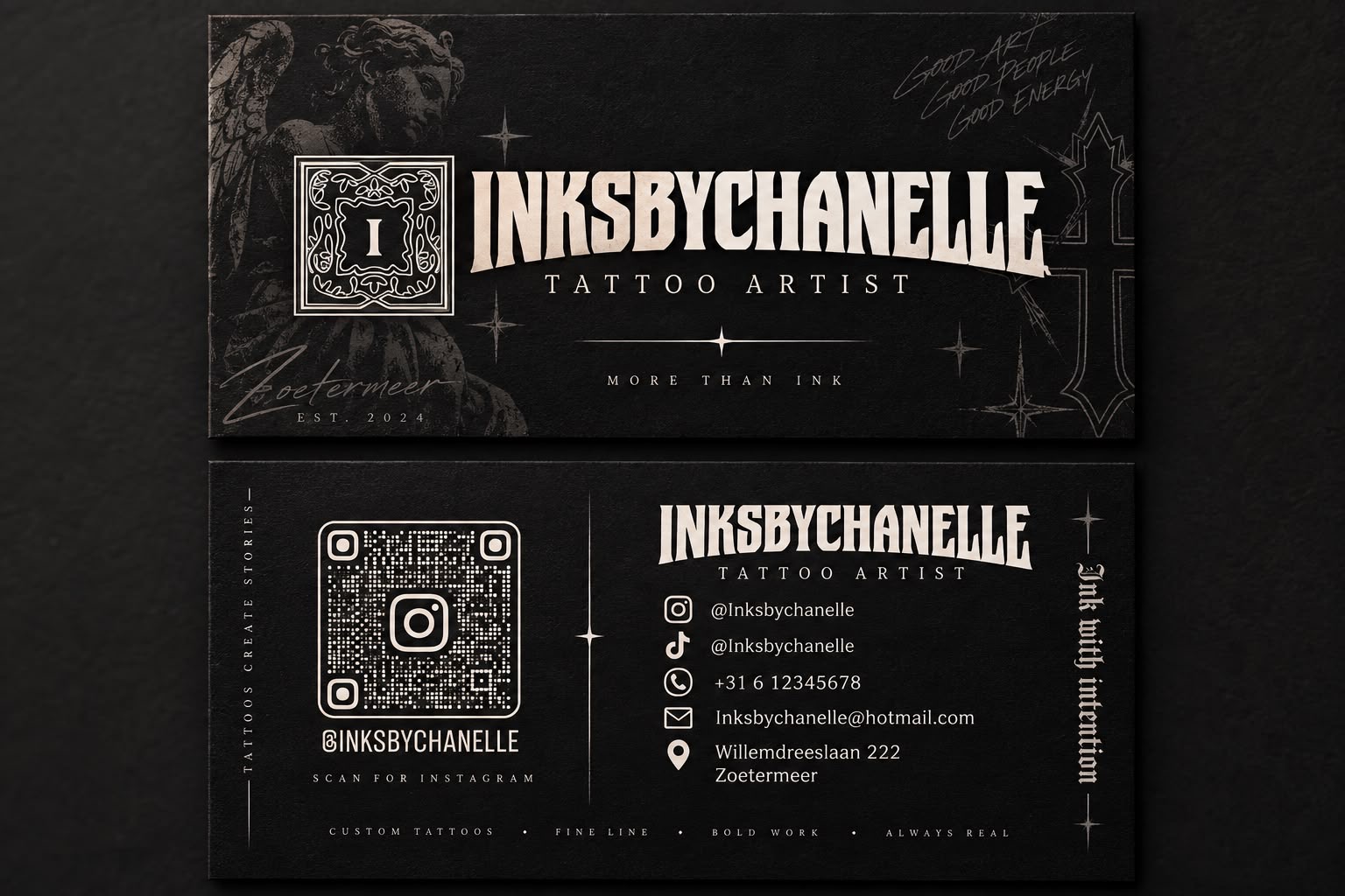 INKSBYCHANELLE — origineel logo van het visitekaartje